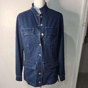 Anatomie Dark Blue Jean Jacket with Button Accents